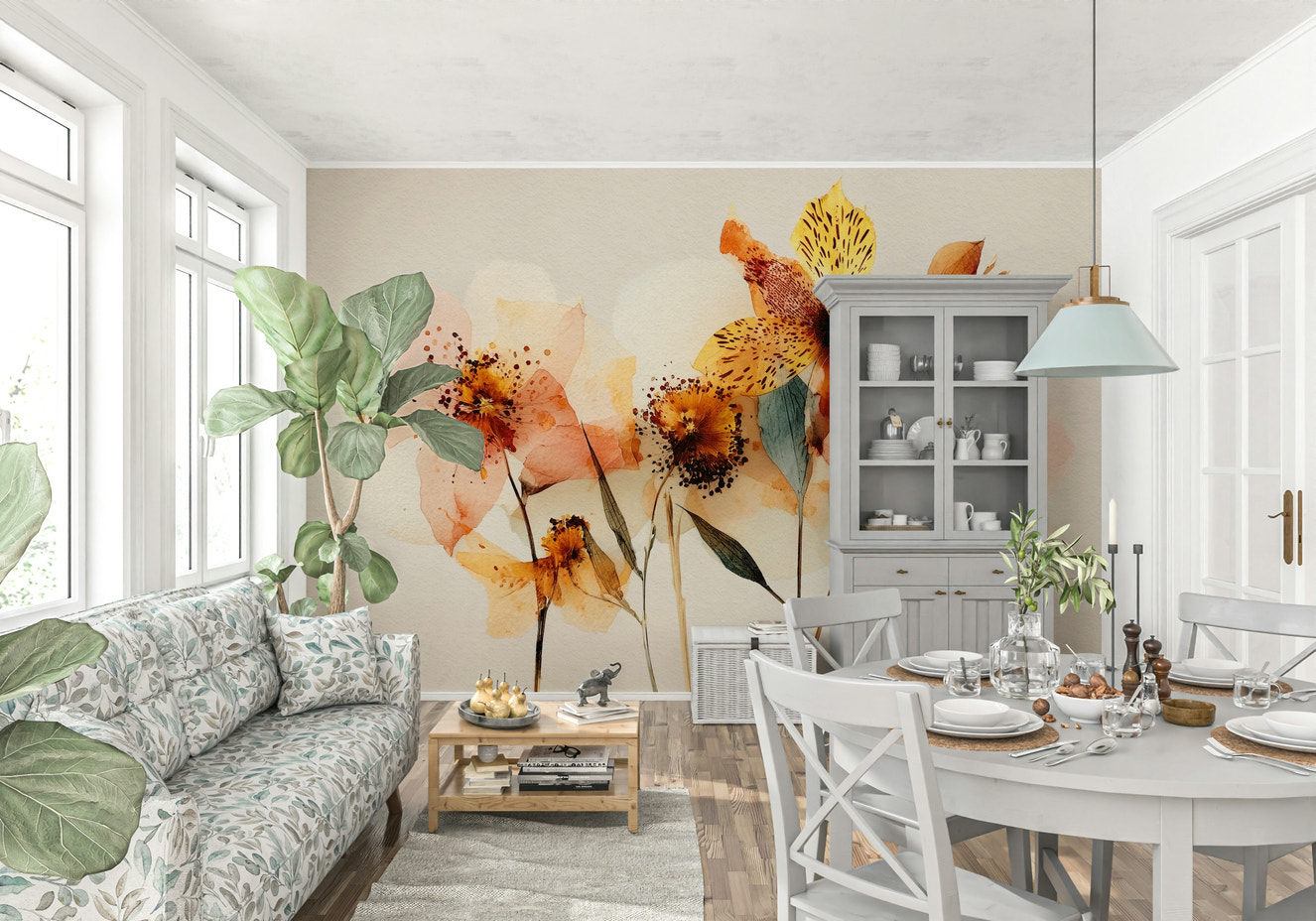 Watercolor Bloom Wall Mural