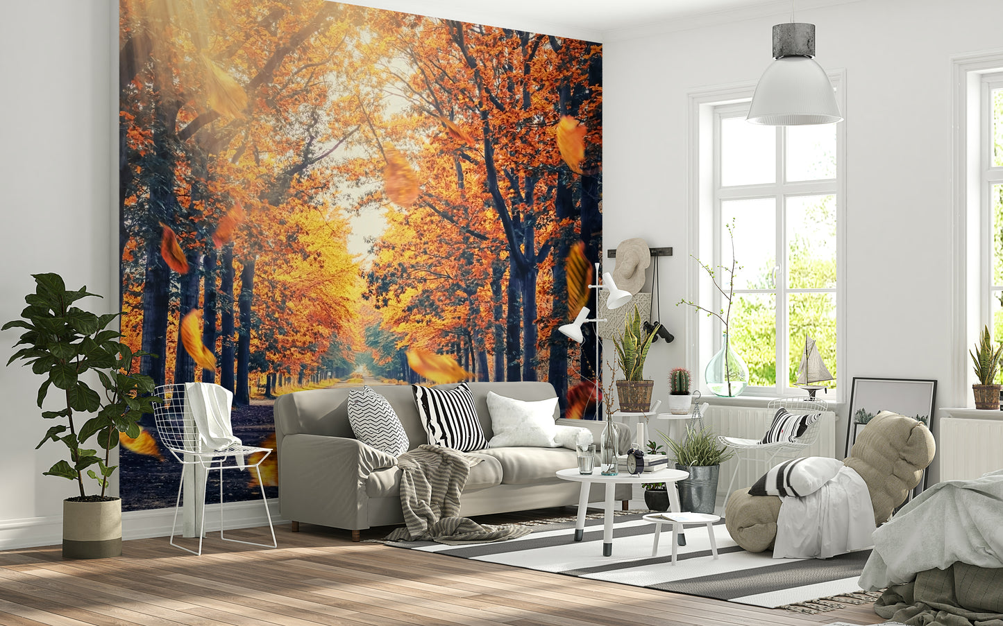 Autumn's Golden Path Wall Mural