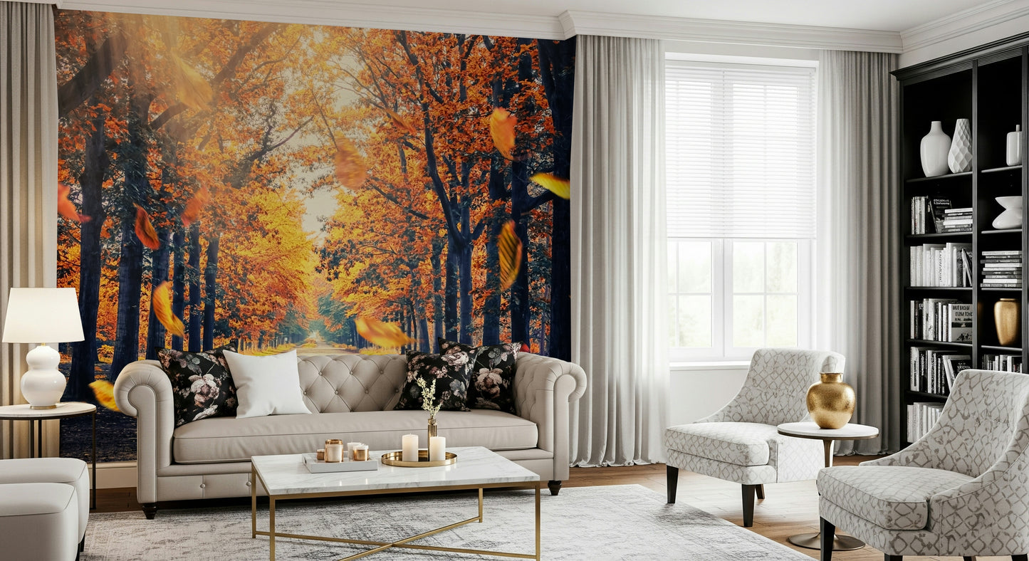 Autumn's Golden Path Wall Mural