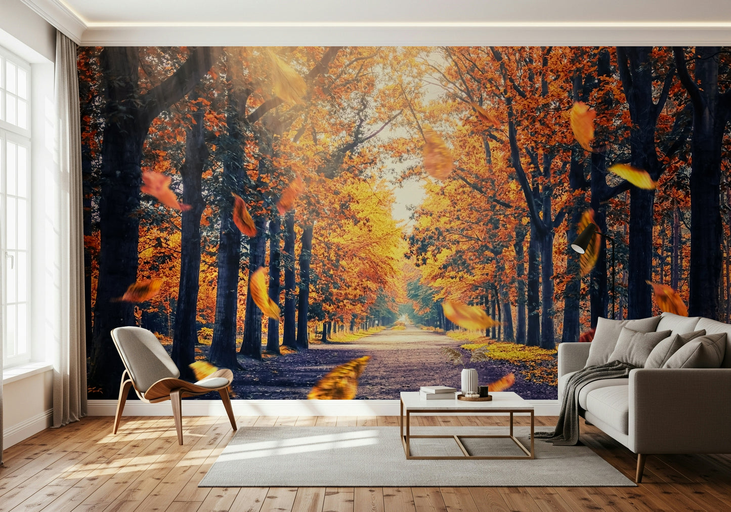 Autumn's Golden Path Wall Mural