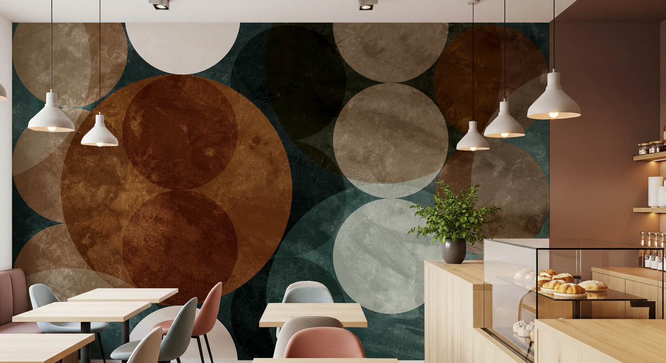 Orbital Harmony in Earthy Colors Wall Mural