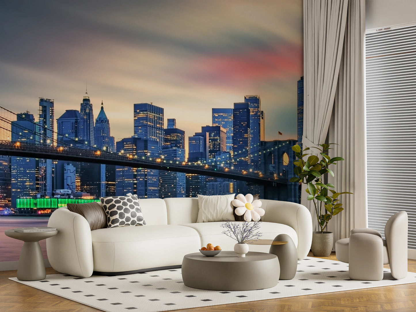 Manhattan City Lights  Wall Mural