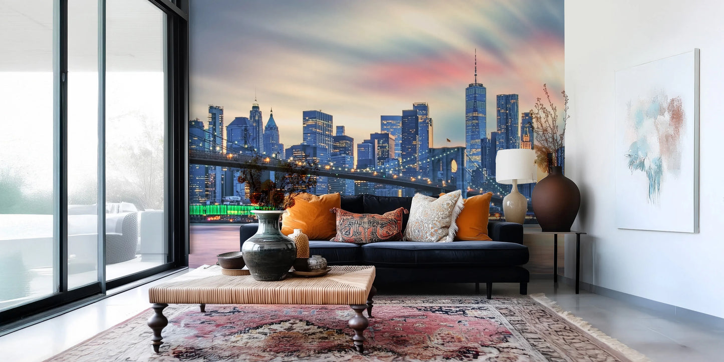Manhattan City Lights  Wall Mural
