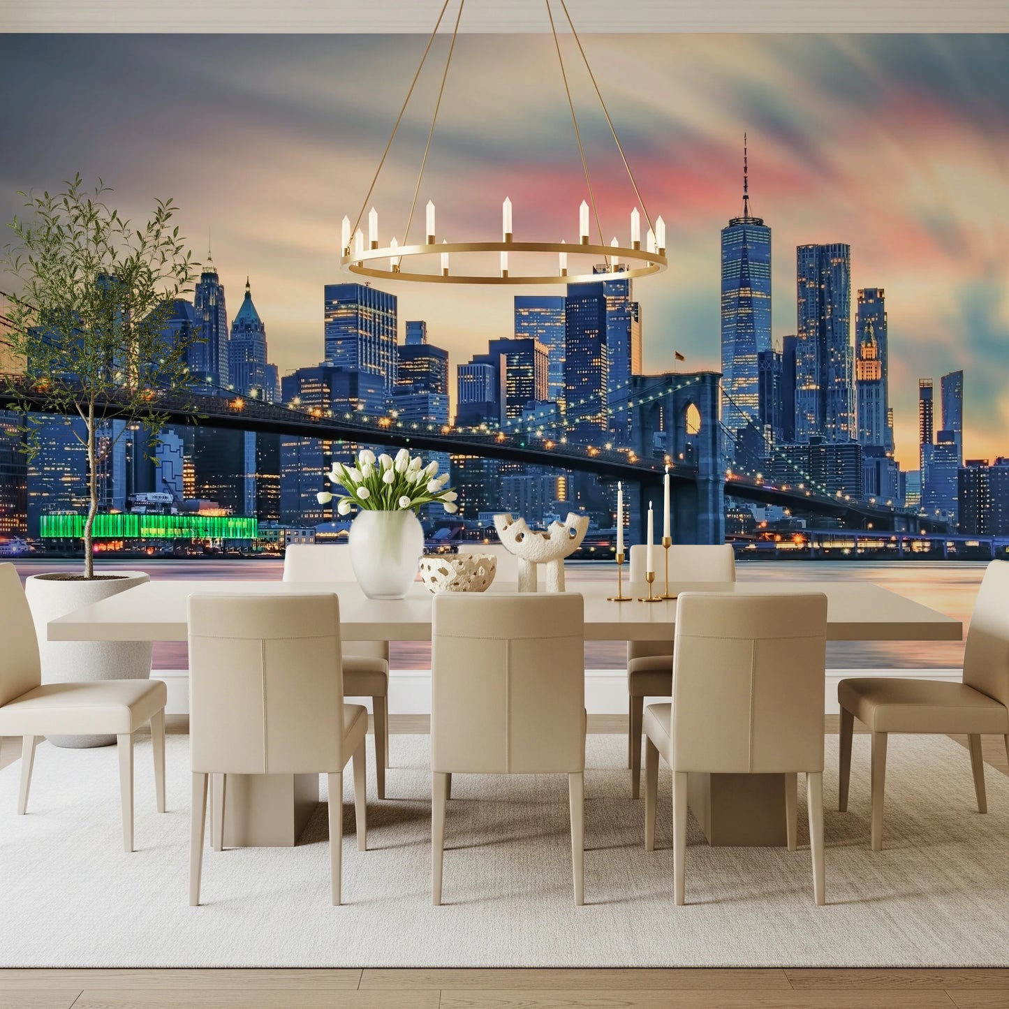 Manhattan City Lights  Wall Mural