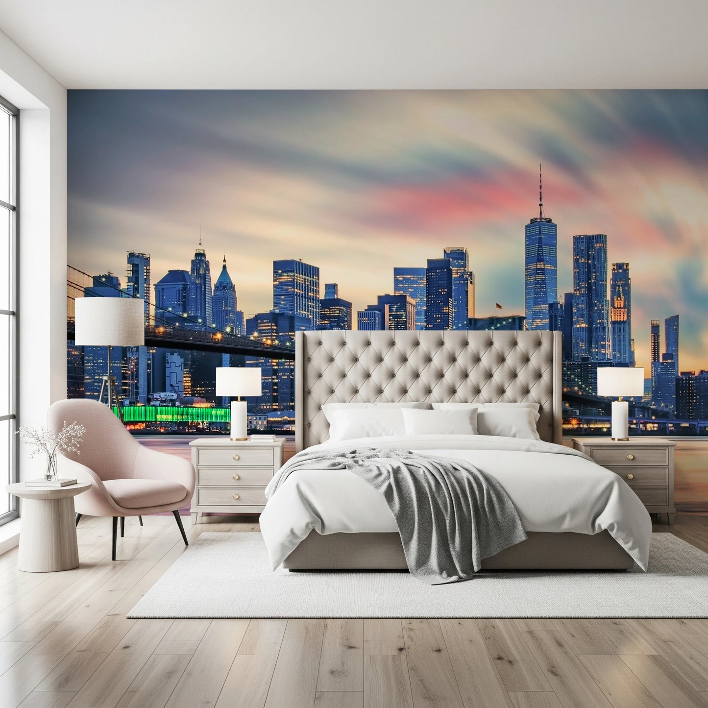 Manhattan City Lights  Wall Mural