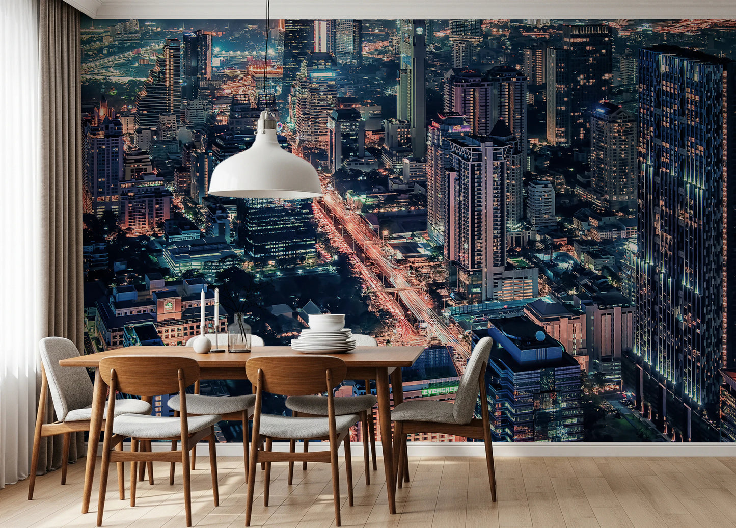 Cityscape Night Wall Mural