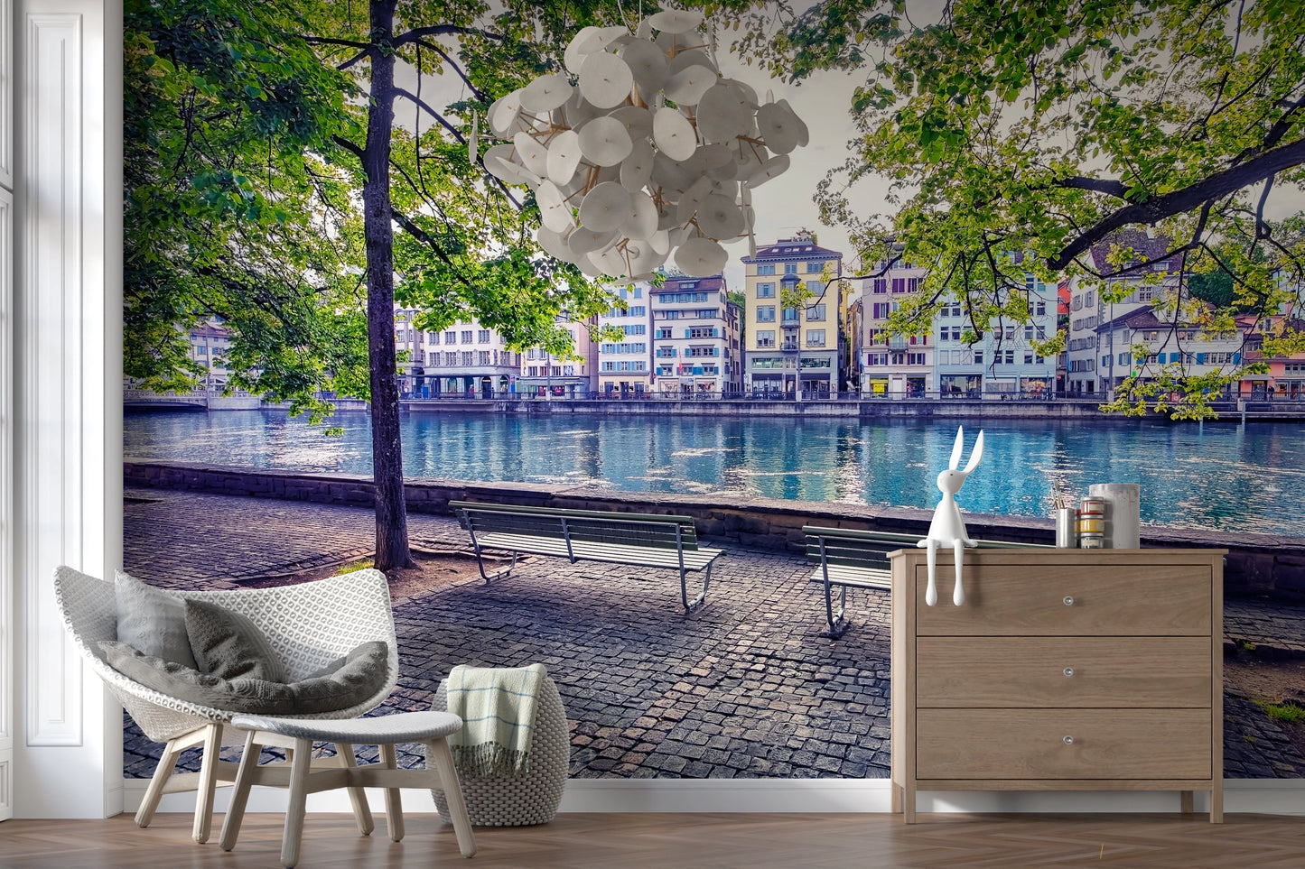 Zurich River Scene Wall Mural