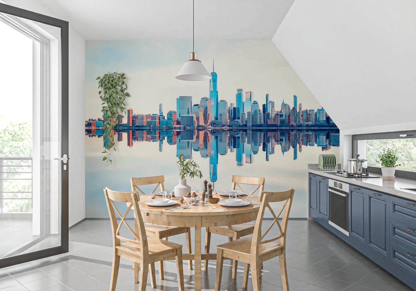 Mirrored Metropolis Wall Mural