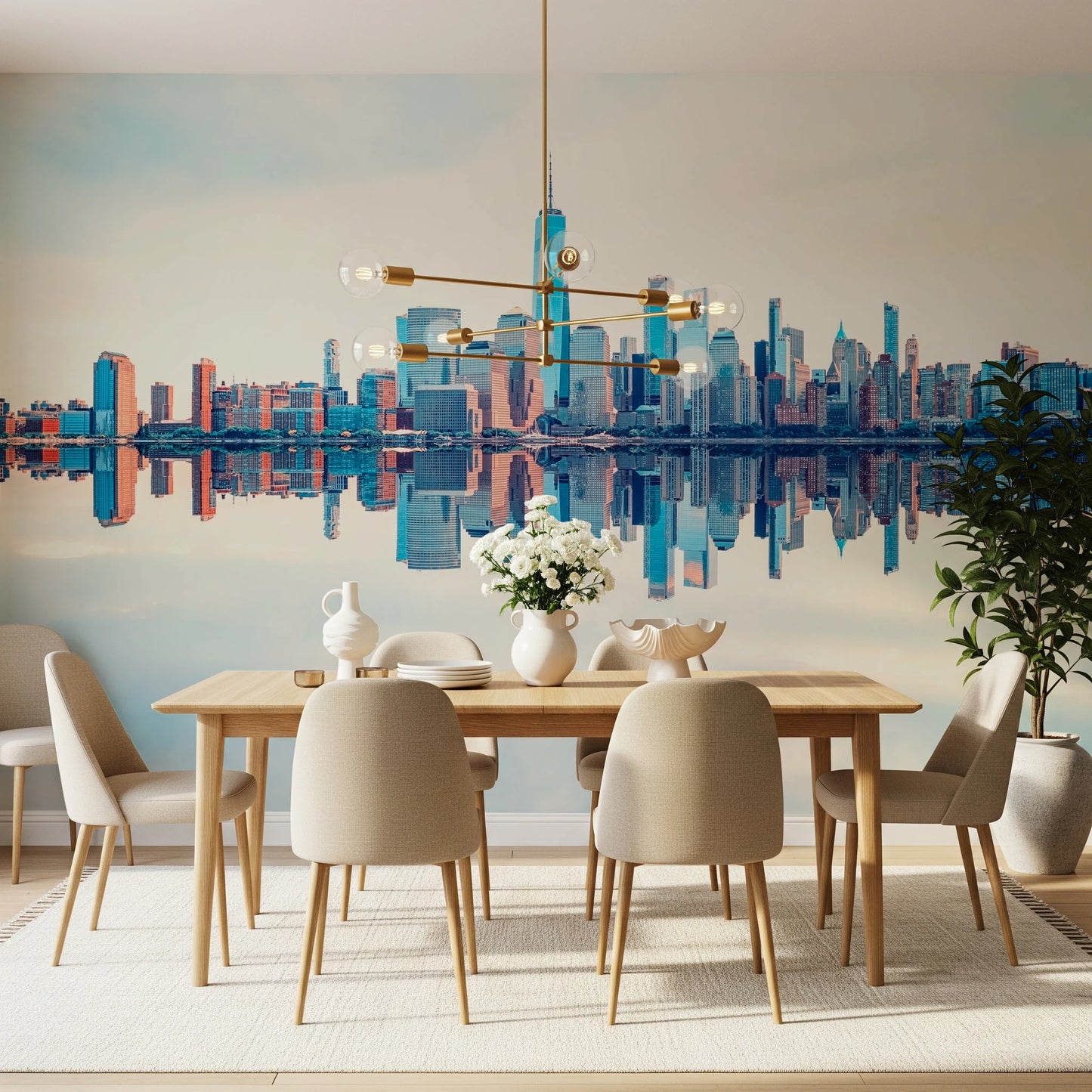 Mirrored Metropolis Wall Mural