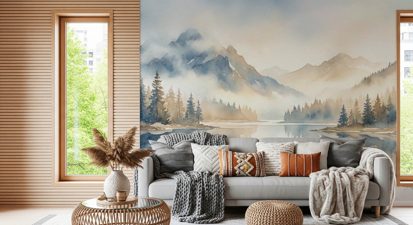 Misty Peaks Wall Mural