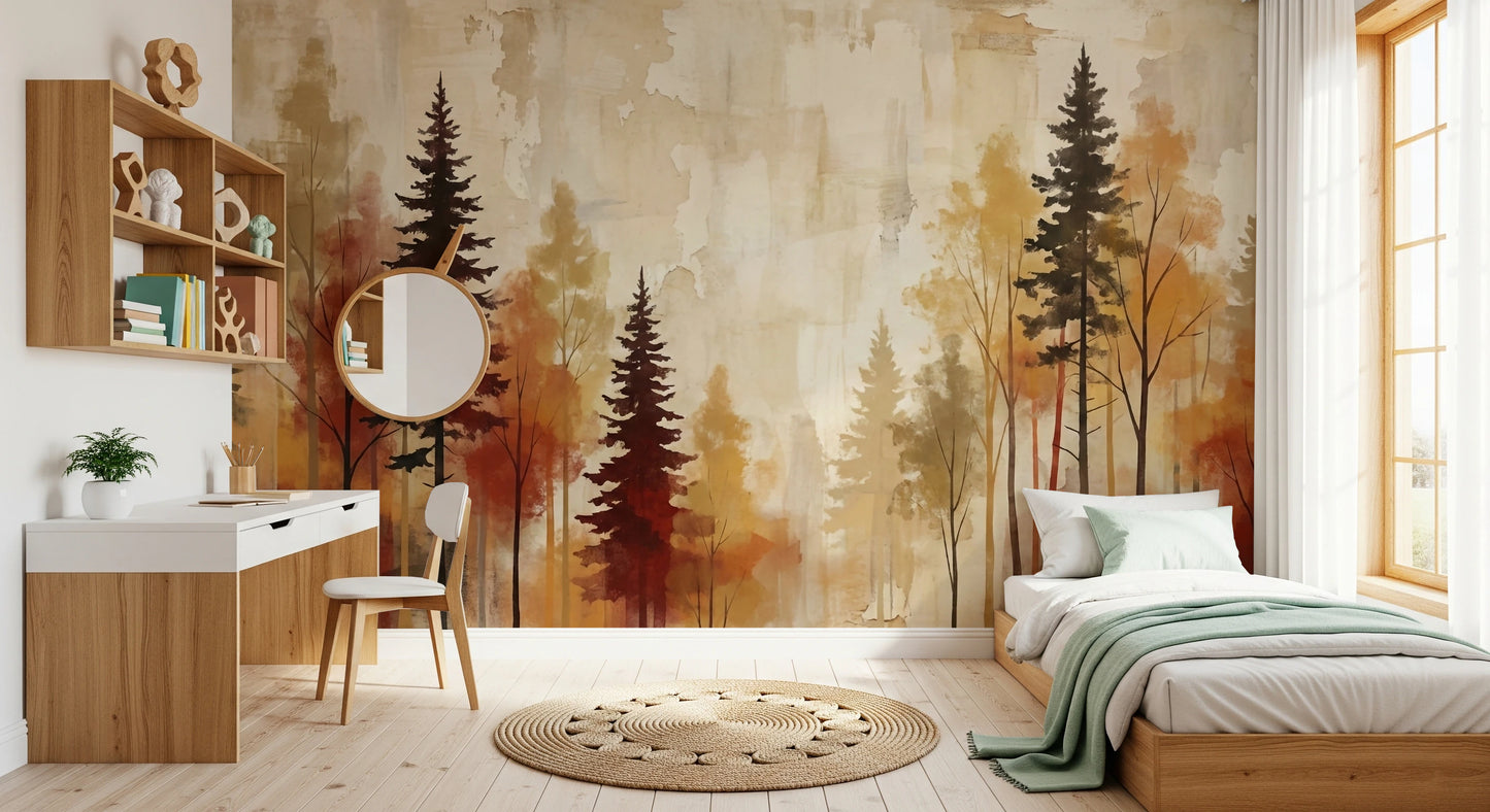 Autumnal Forest Haze Wall Mural