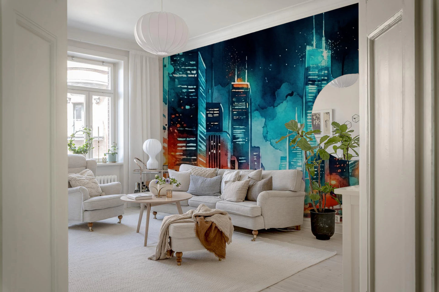 Urban Watercolor Wall Mural