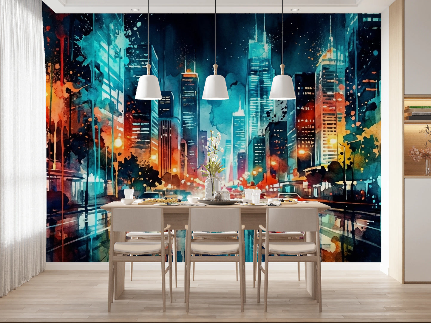 Urban Watercolor Wall Mural