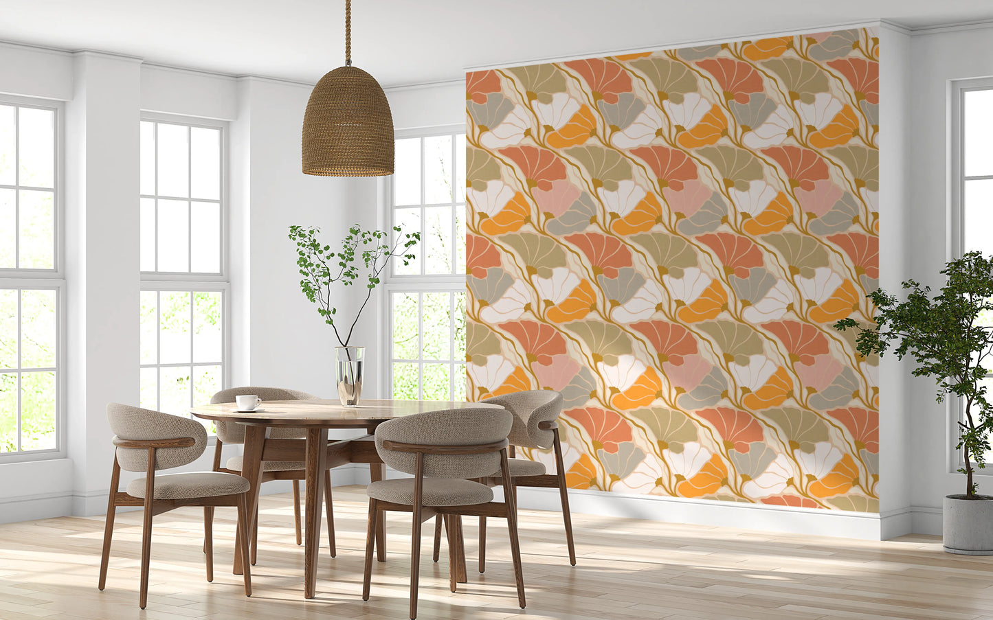 Art Nouveau Botanica Fan Flow - Cosy Blooms Wallpaper⁠