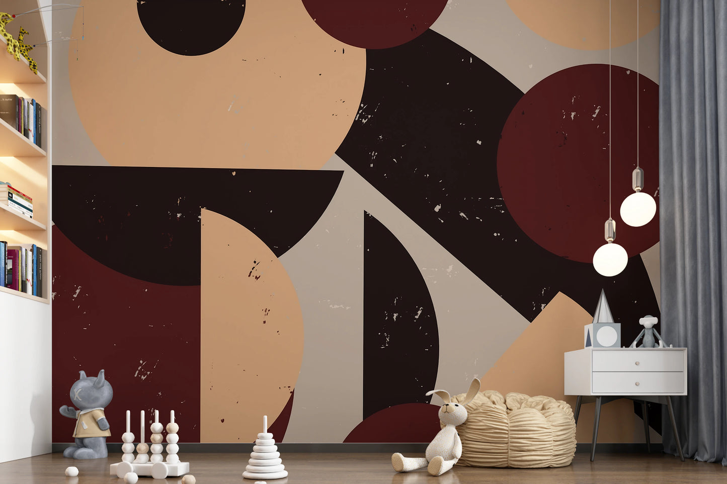 Bold Retro Earthy-toned  Wall Mural