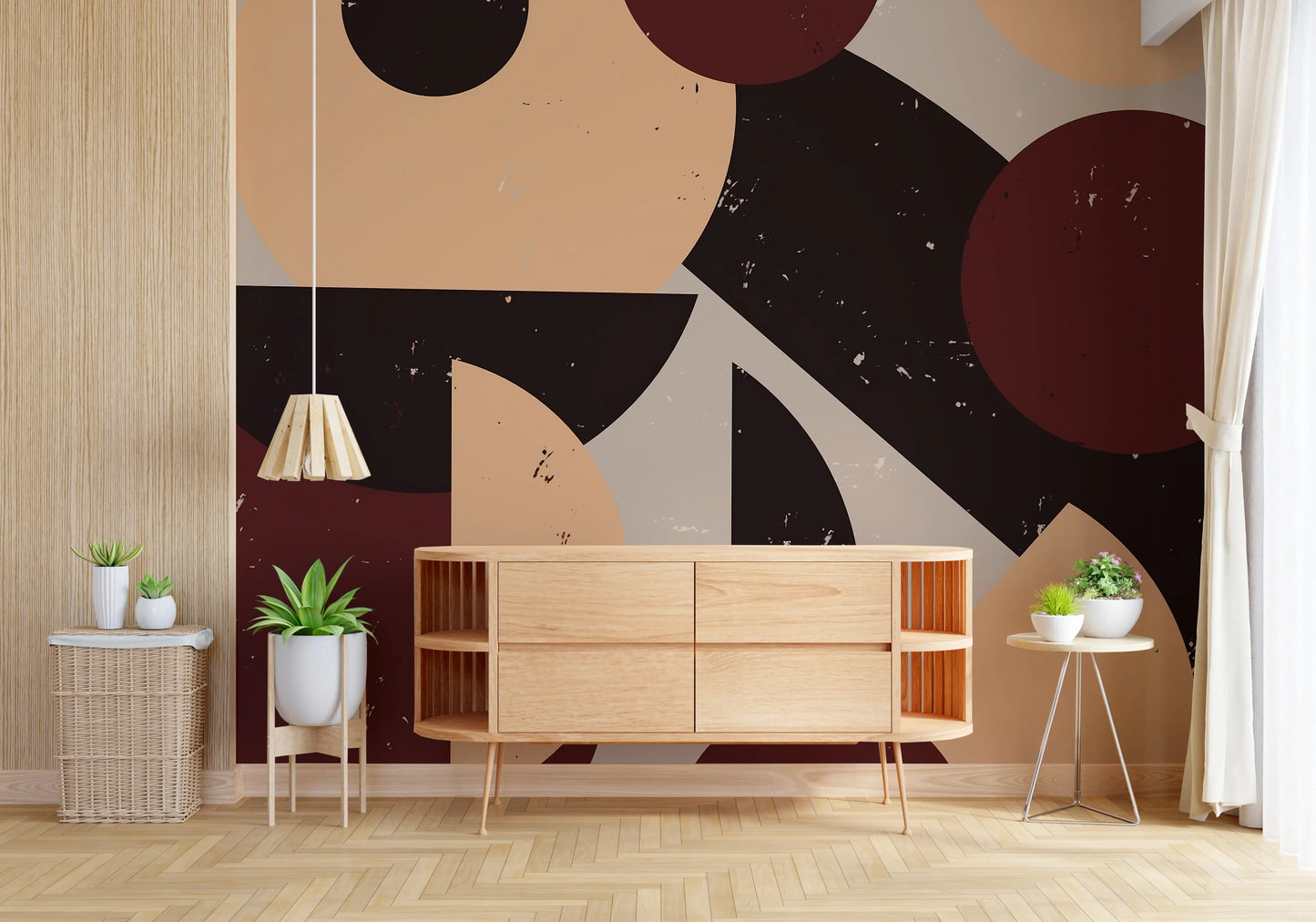 Bold Retro Earthy-toned  Wall Mural