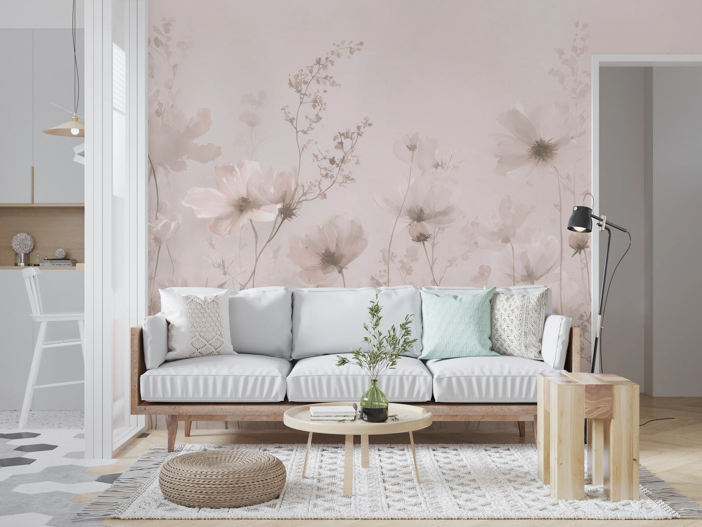 Poetic Soft Floral – Petal Dust Wall Mural