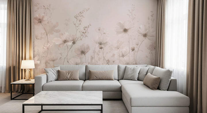 Poetic Soft Floral – Petal Dust Wall Mural