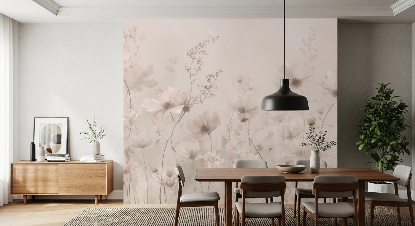 Poetic Soft Floral – Petal Dust Wall Mural