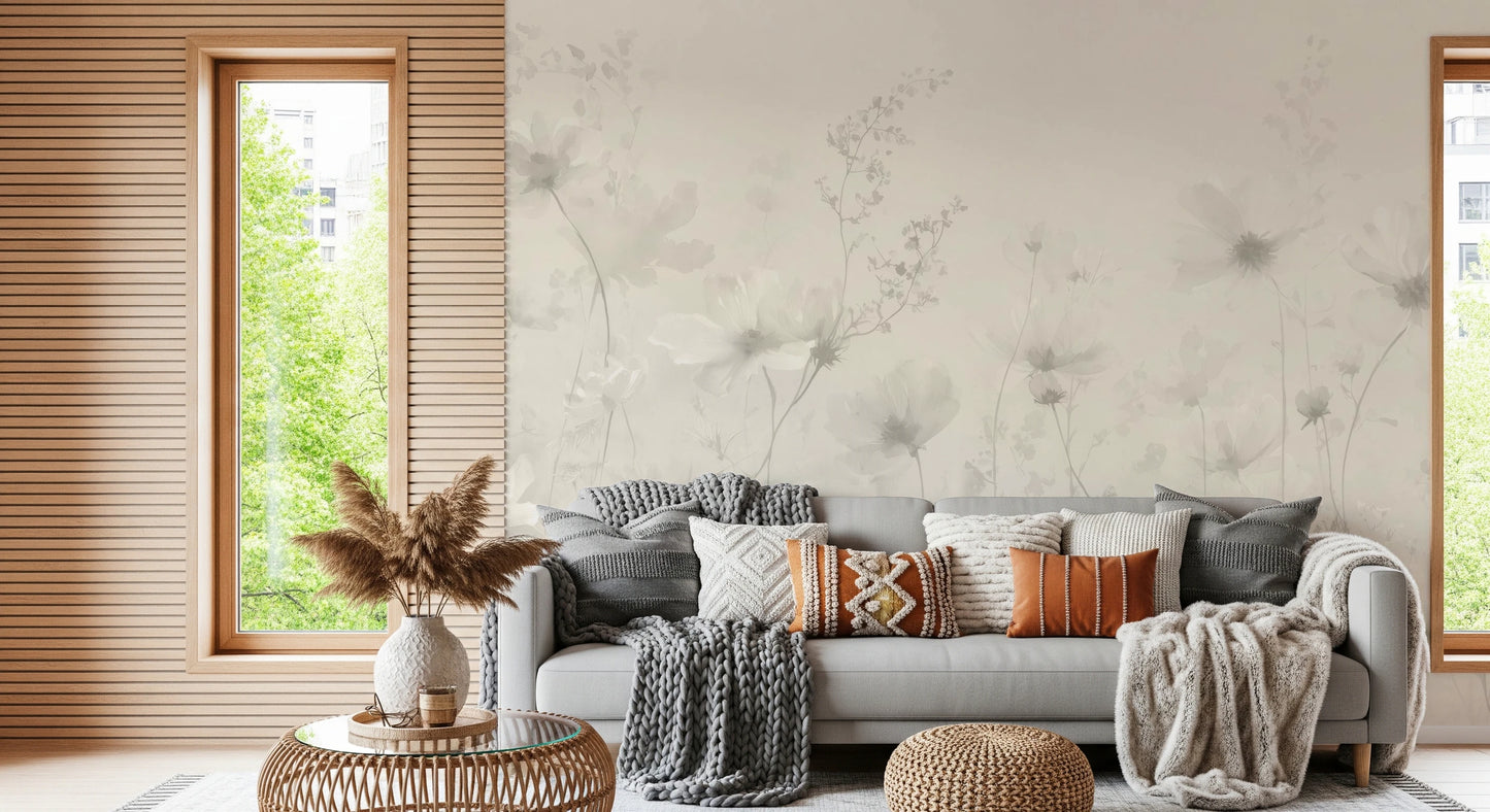 Poetic Soft Floral – Linen Wall Mural