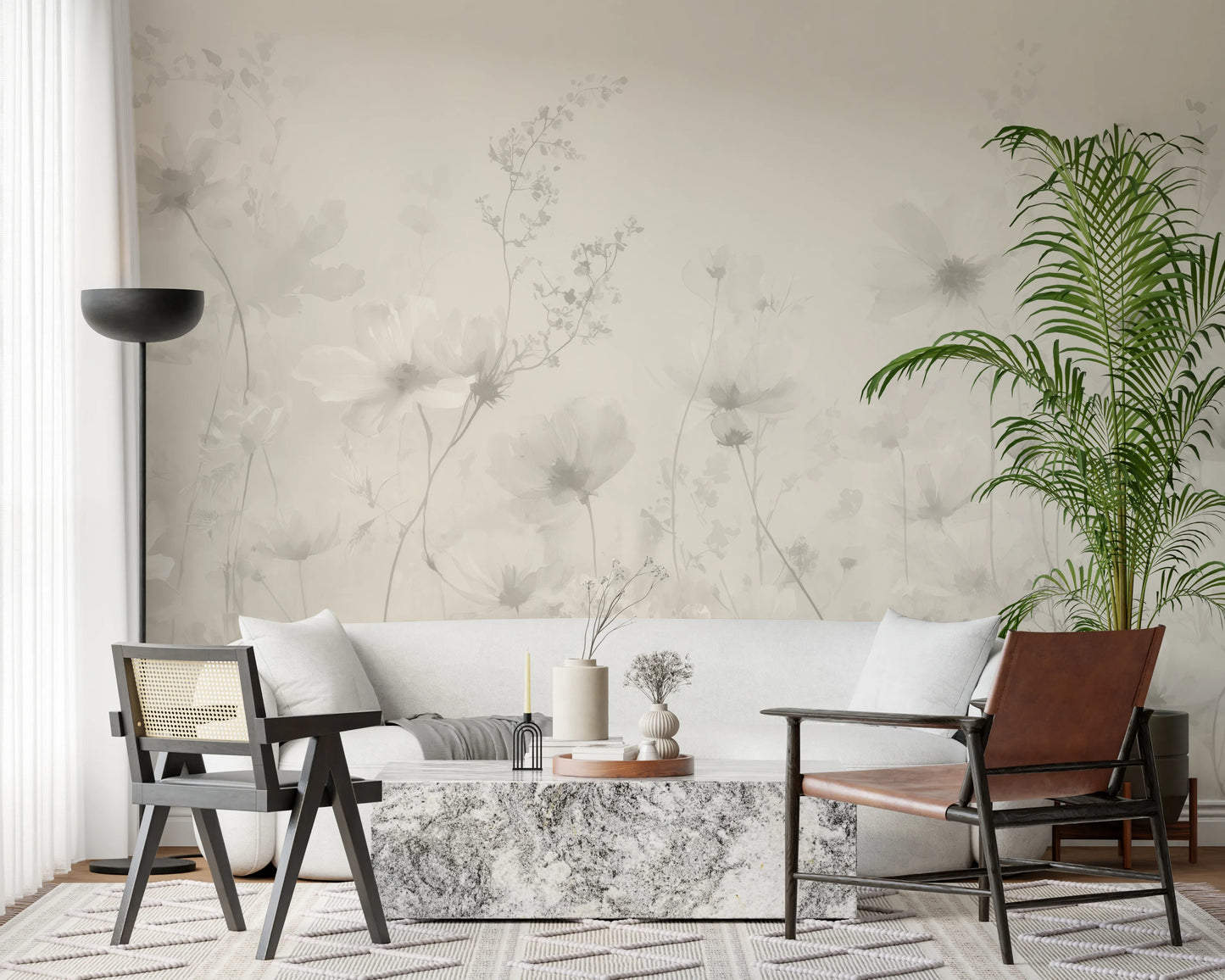 Poetic Soft Floral – Linen Wall Mural