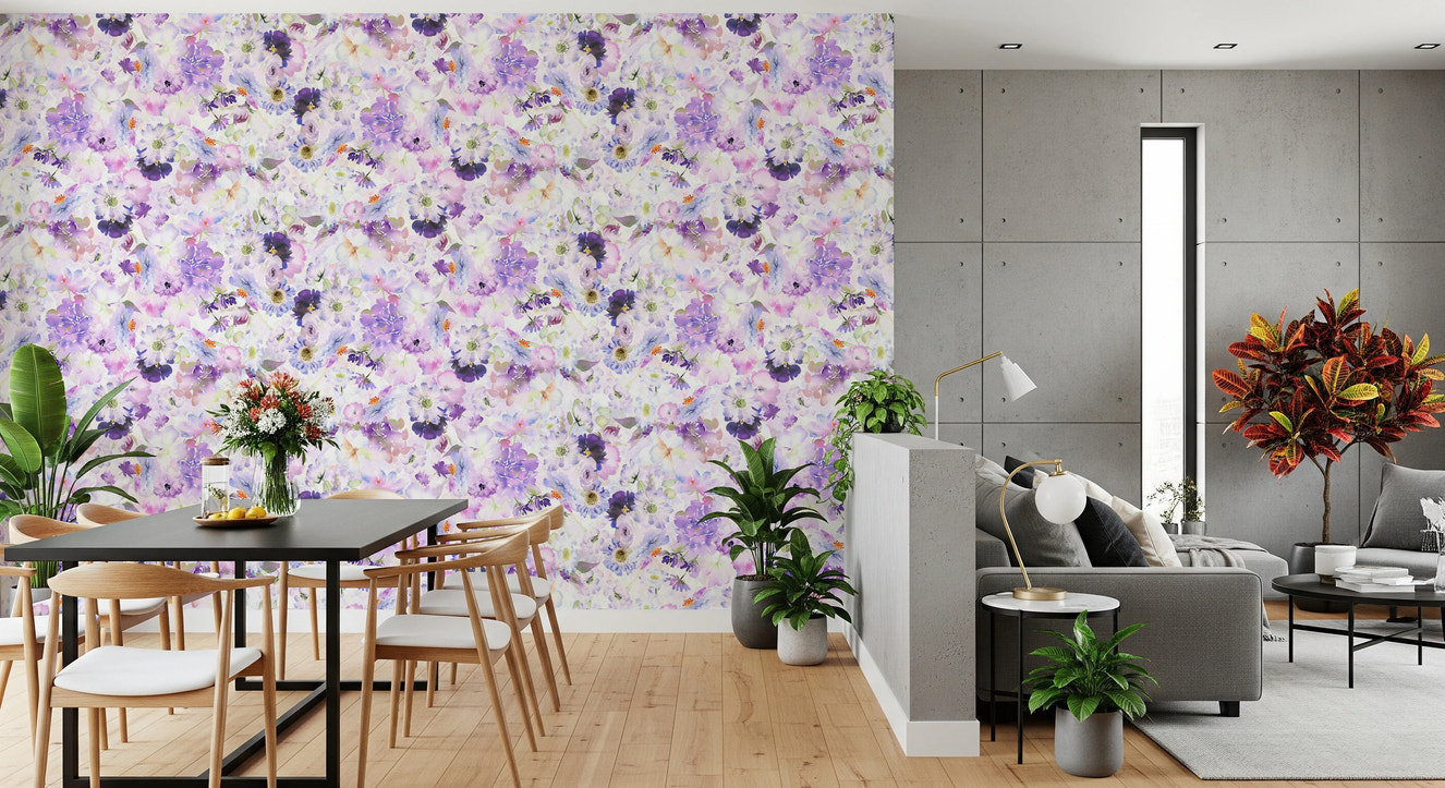 Violet Floral Bloomscape Wallpaper⁠