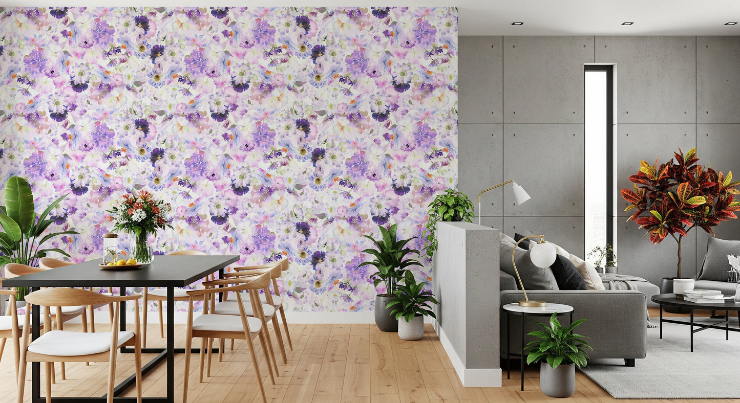 Violet Floral Bloomscape Wallpaper⁠
