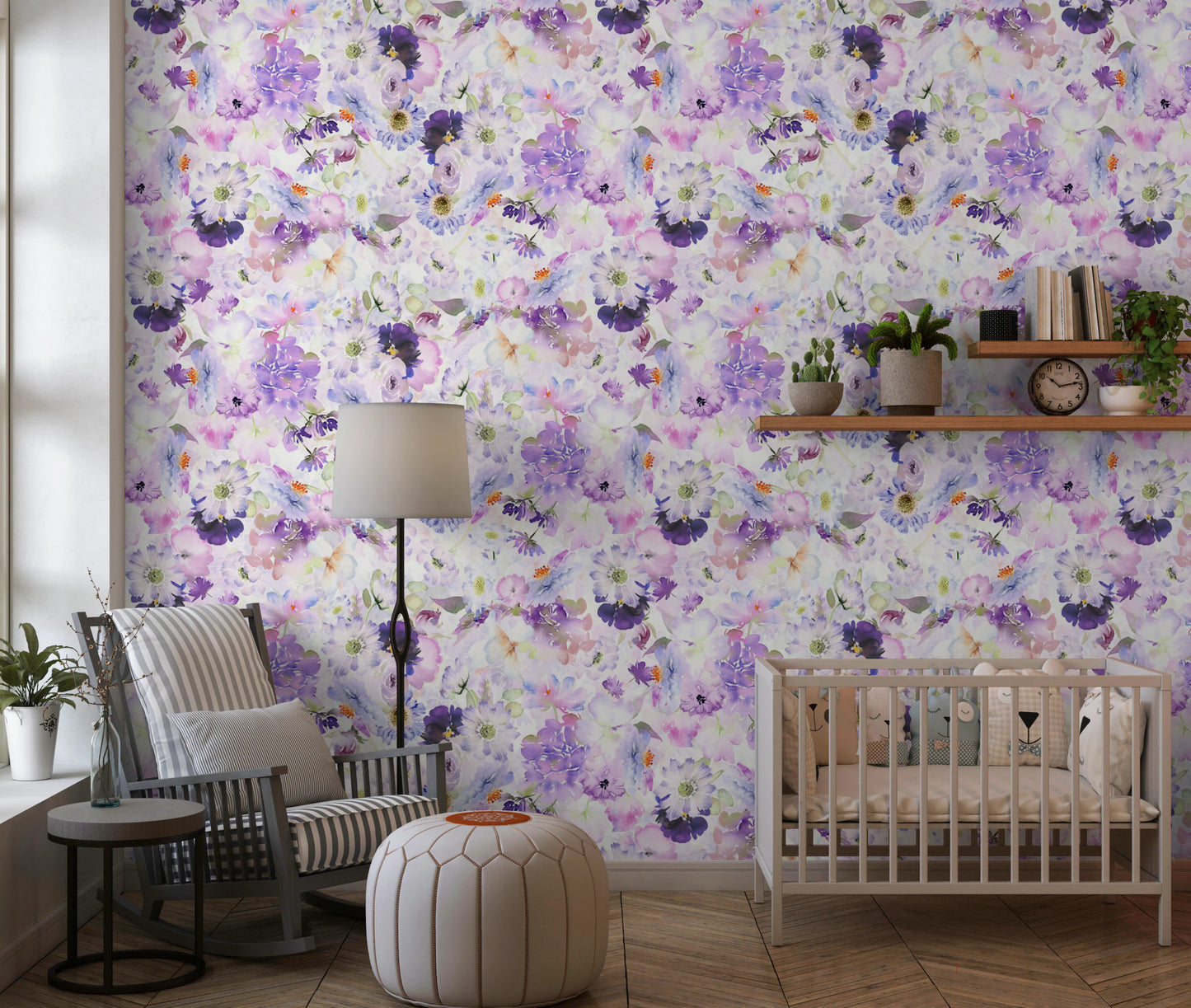 Violet Floral Bloomscape Wallpaper⁠