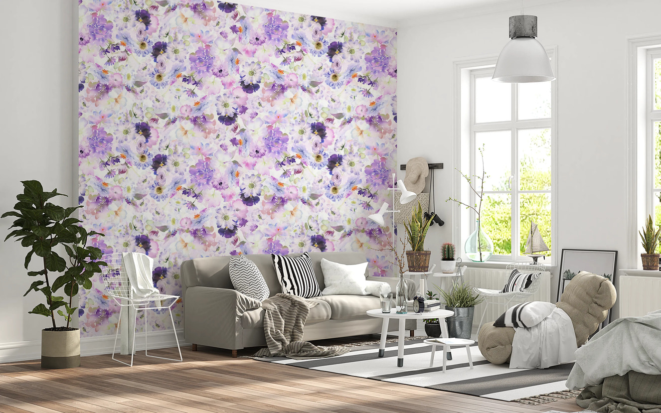Violet Floral Bloomscape Wallpaper⁠