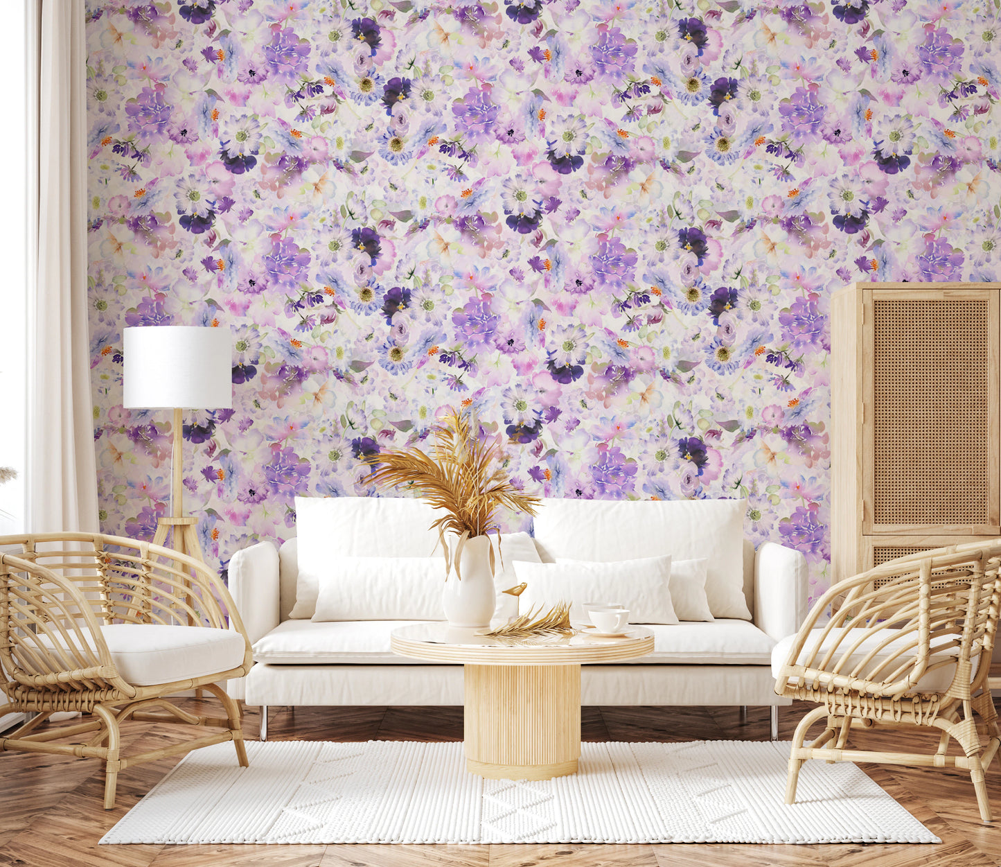 Violet Floral Bloomscape Wallpaper⁠