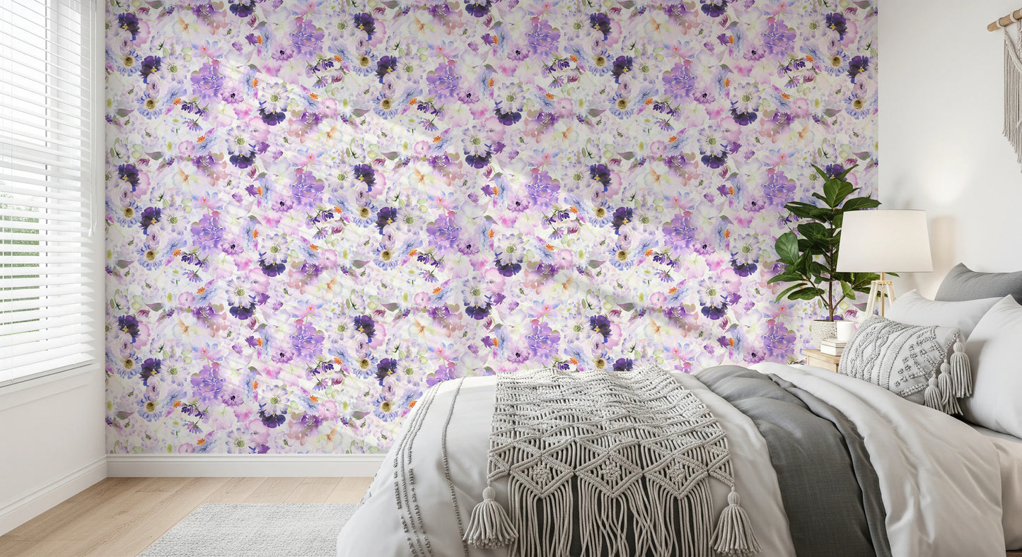 Violet Floral Bloomscape Wallpaper⁠