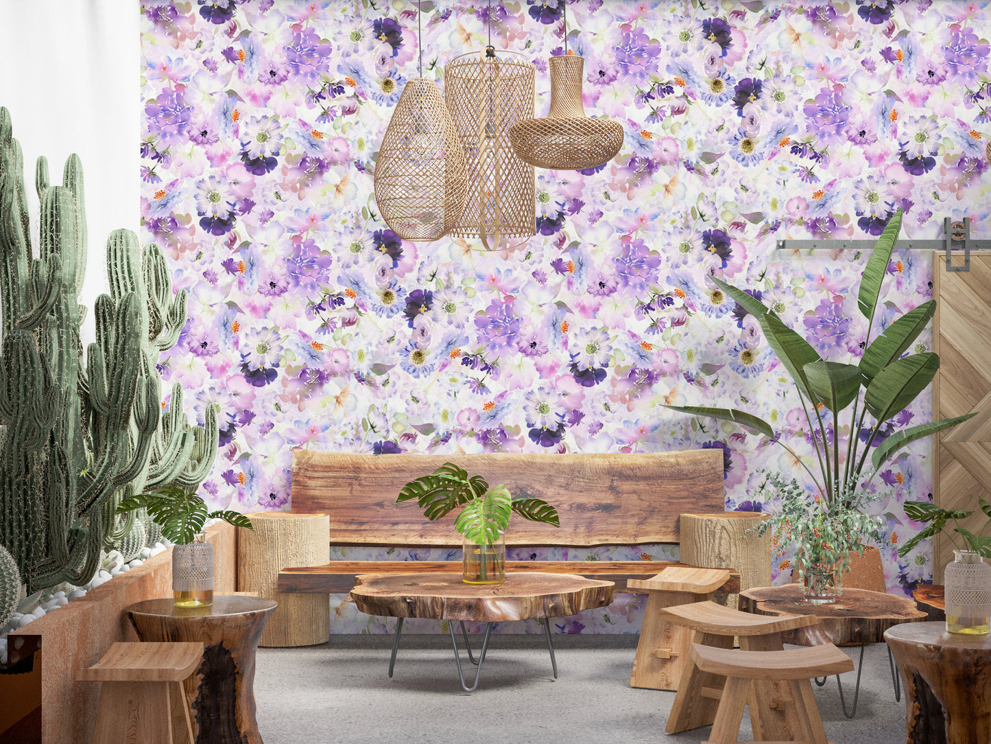 Violet Floral Bloomscape Wallpaper⁠