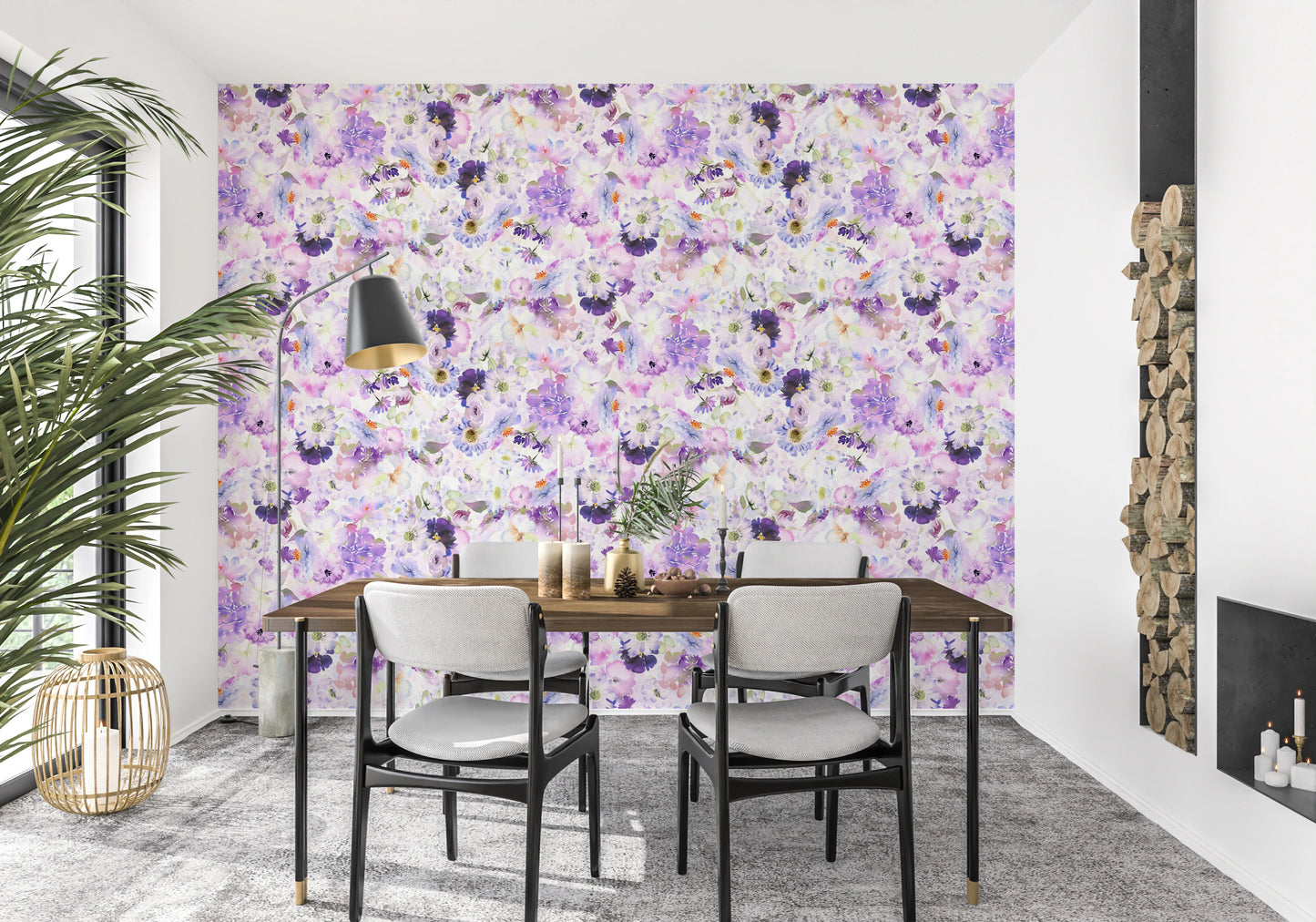 Violet Floral Bloomscape Wallpaper⁠