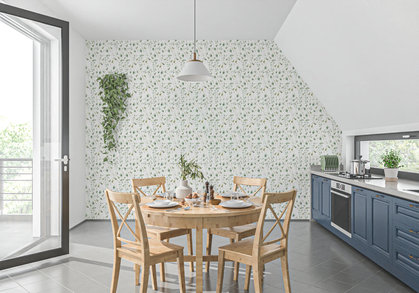 Floral Eucalyptus Dreams  Wallpaper⁠