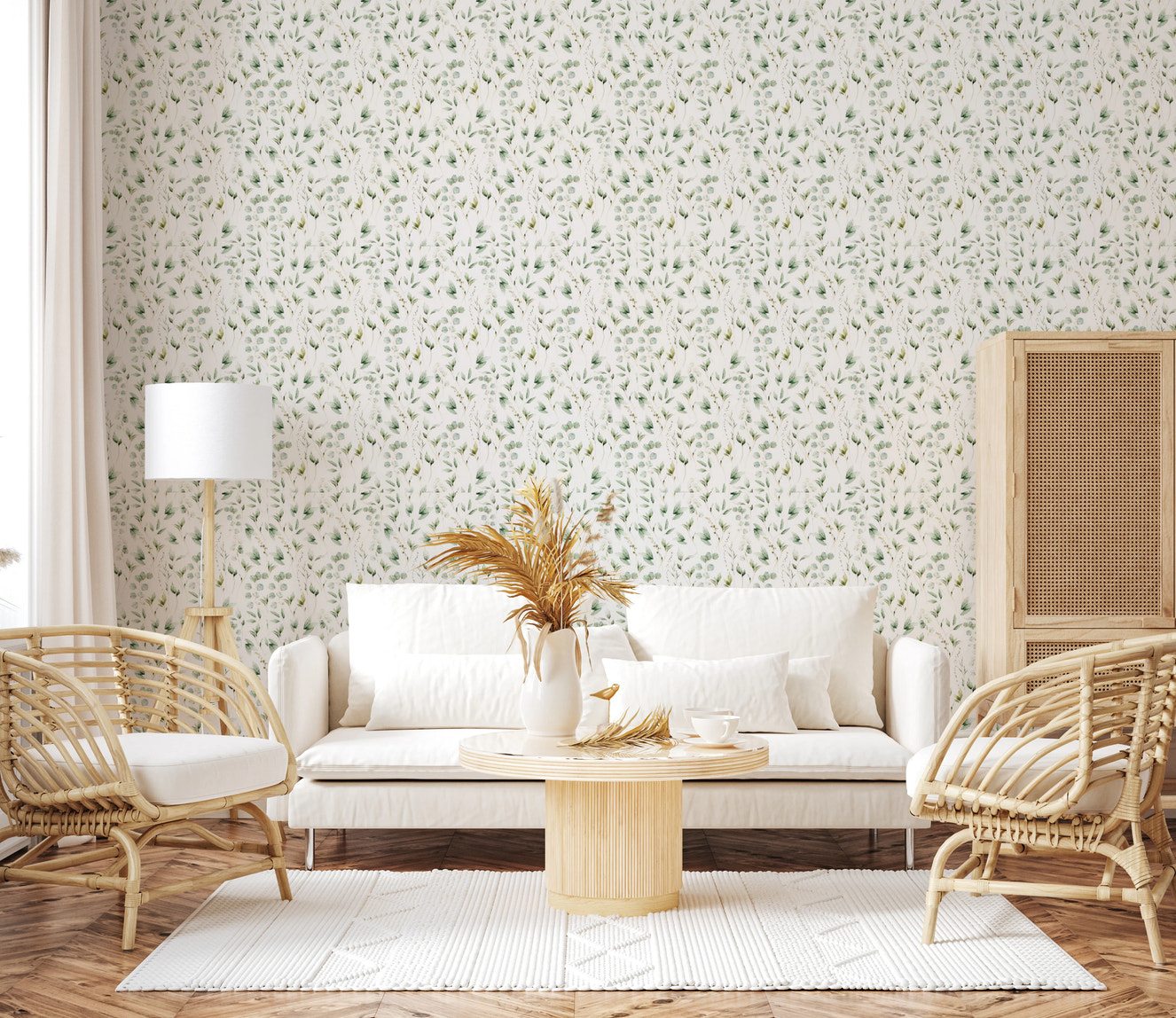 Floral Eucalyptus Dreams  Wallpaper⁠