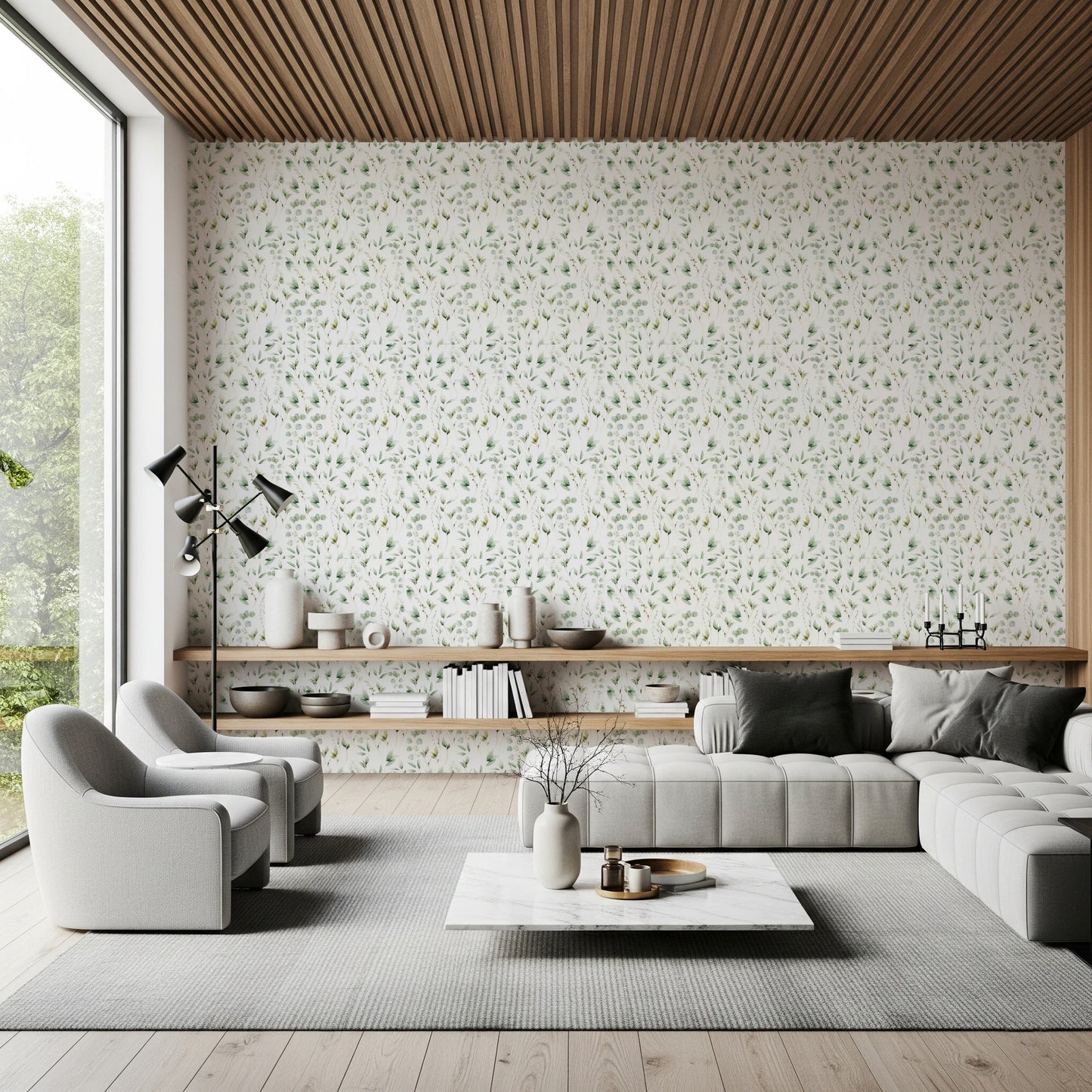 Floral Eucalyptus Dreams  Wallpaper⁠