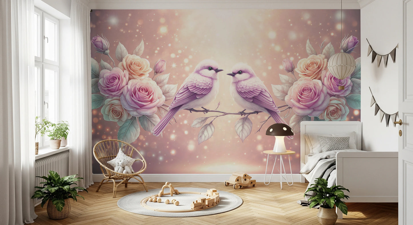 Rose & Songbirds Wall Mural
