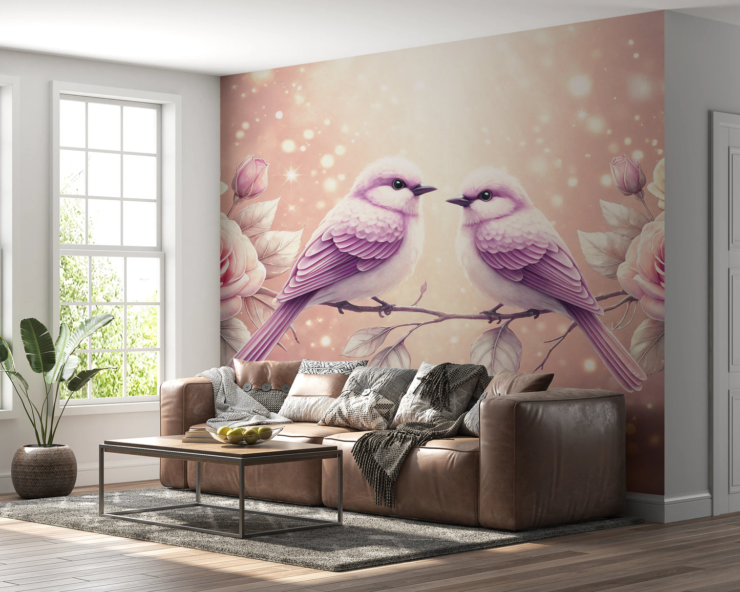 Rose & Songbirds Wall Mural