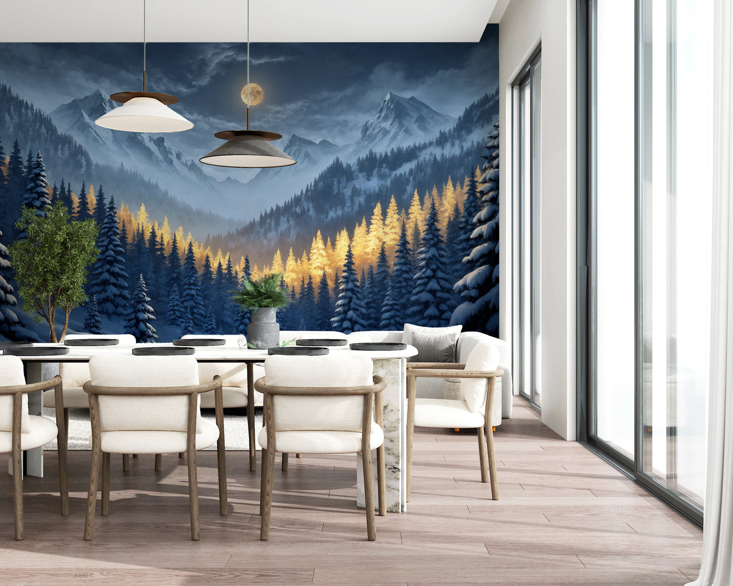 Moonlit Winterscape Wall Mural