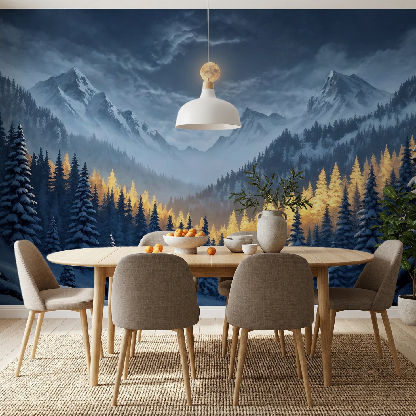 Moonlit Winterscape Wall Mural
