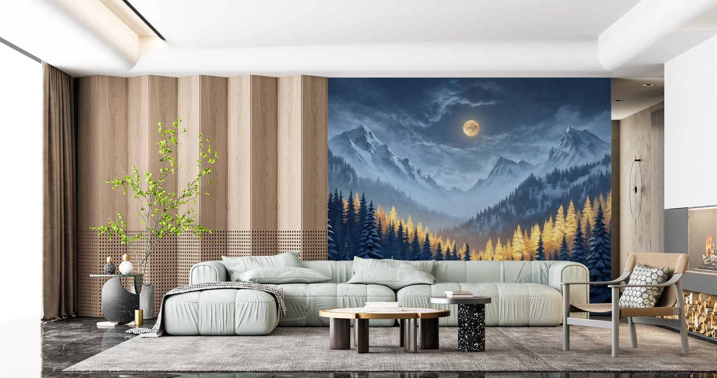 Moonlit Winterscape Wall Mural