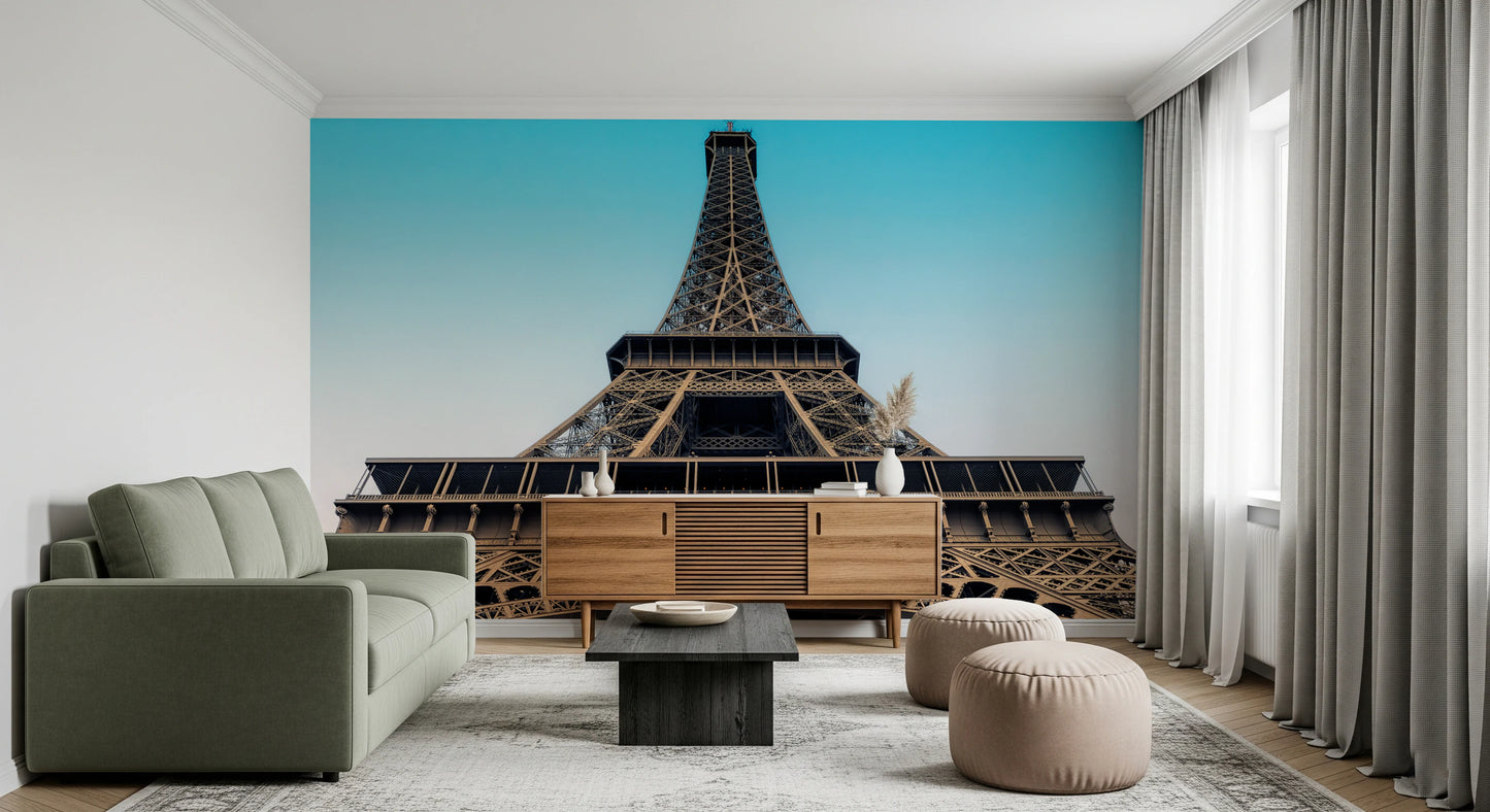 Eiffel's Azure Ascent Wall Mural