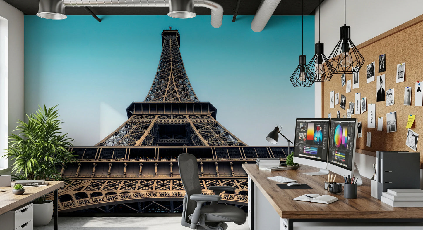 Eiffel's Azure Ascent Wall Mural