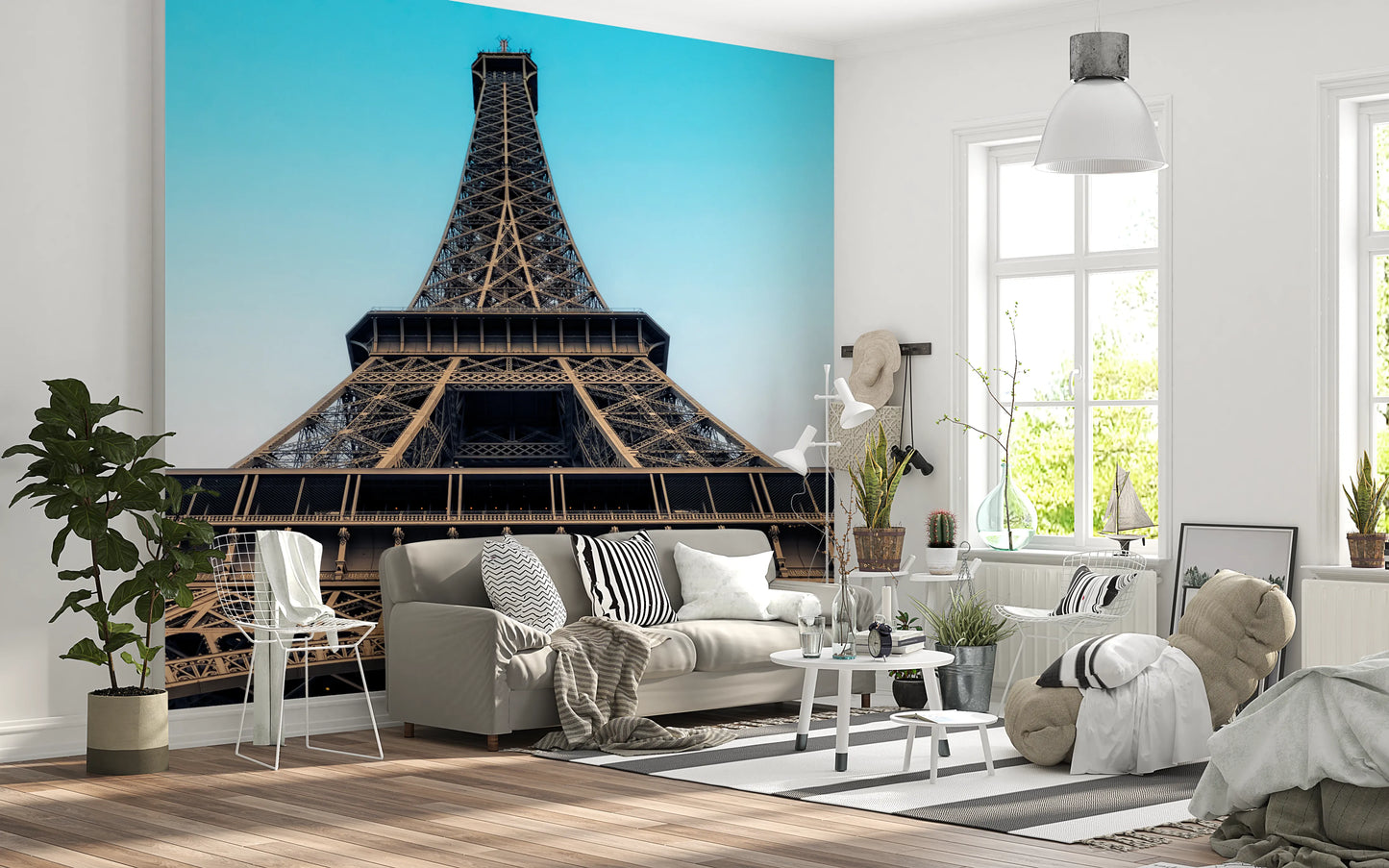 Eiffel's Azure Ascent Wall Mural