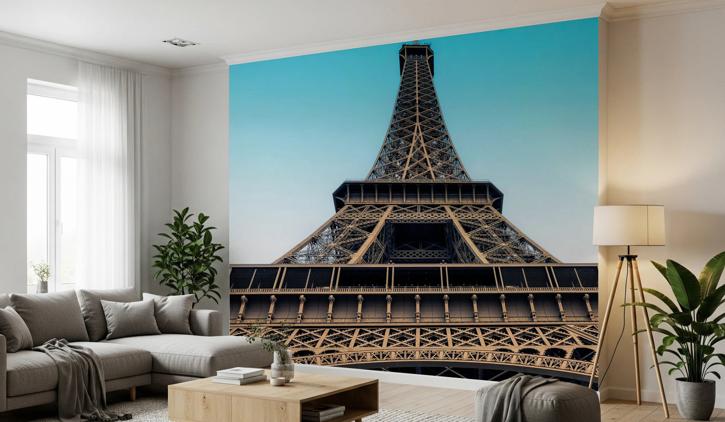 Eiffel's Azure Ascent Wall Mural