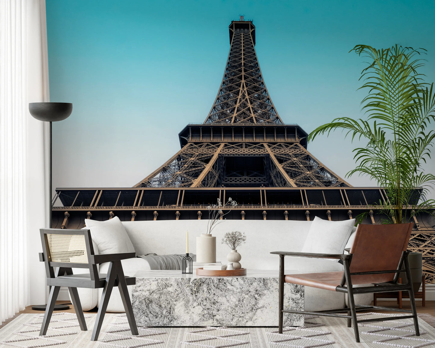 Eiffel's Azure Ascent Wall Mural
