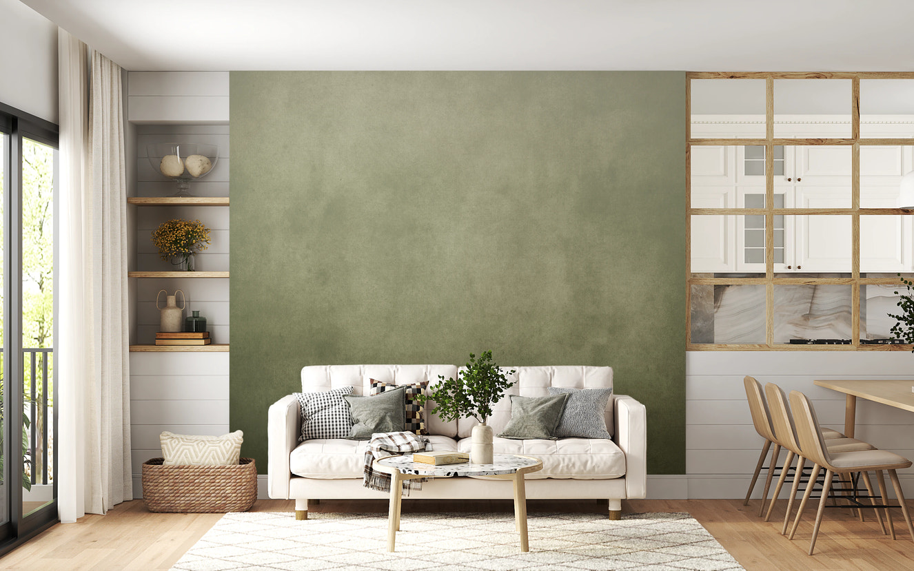Dirty Paper - Ombre Olive Wall Mural