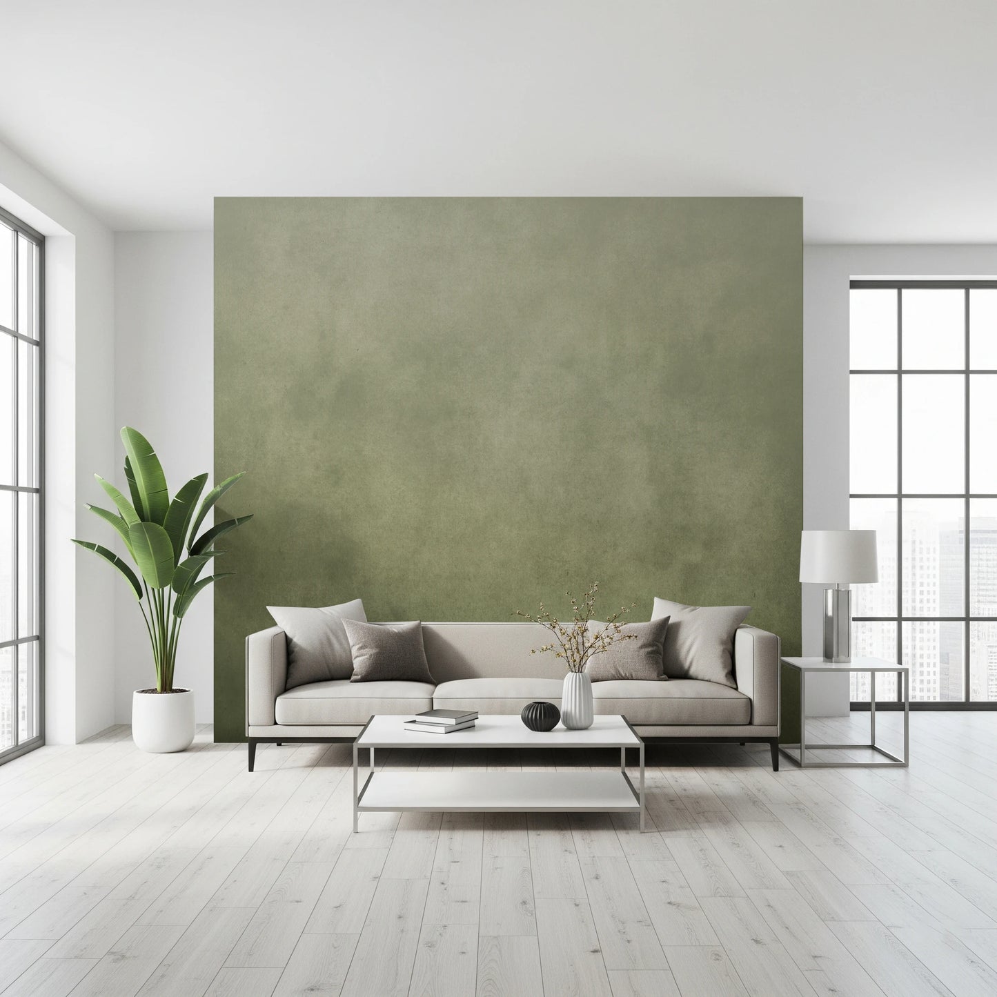 Dirty Paper - Ombre Olive Wall Mural