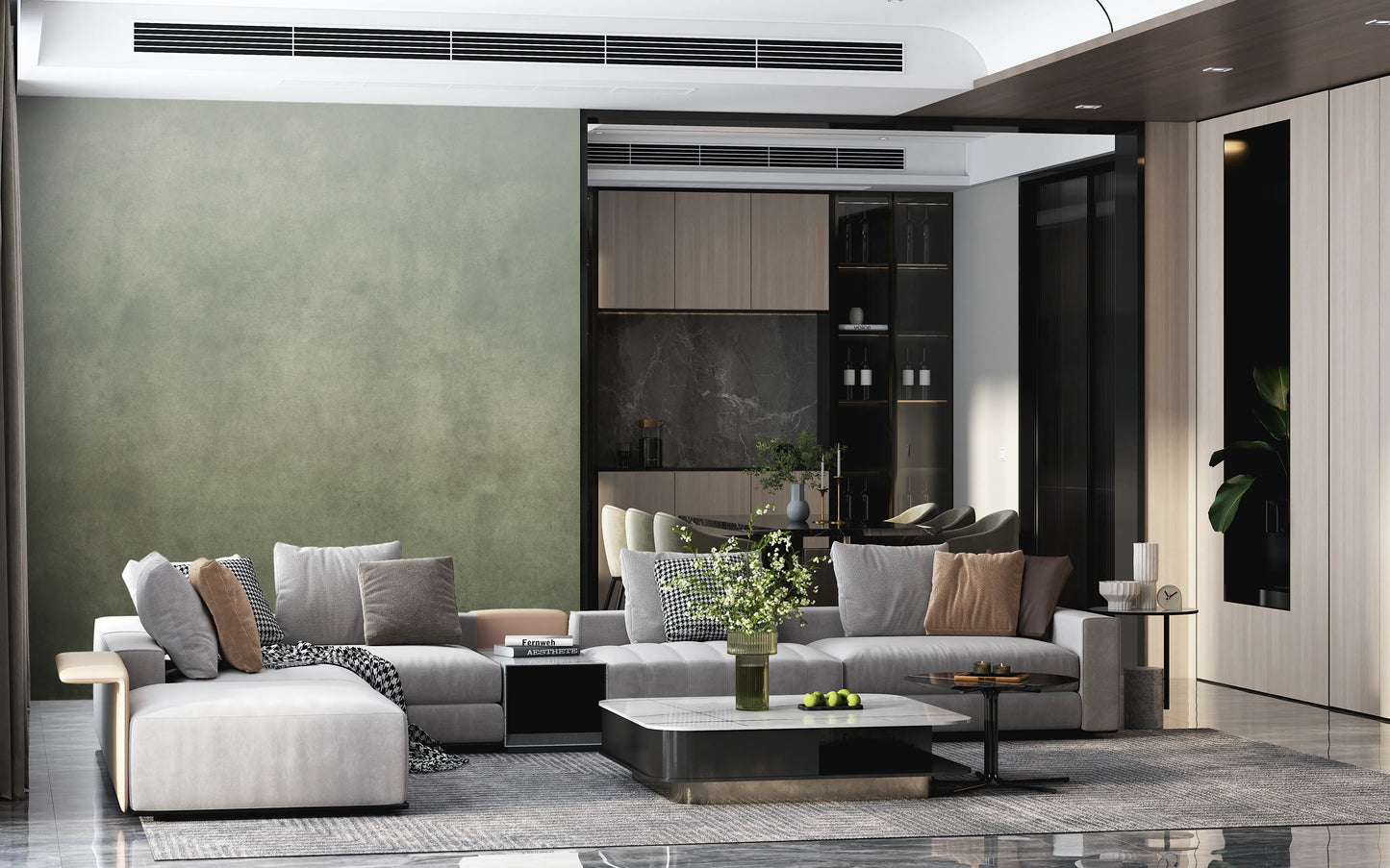 Dirty Paper - Ombre Sage Wall Mural