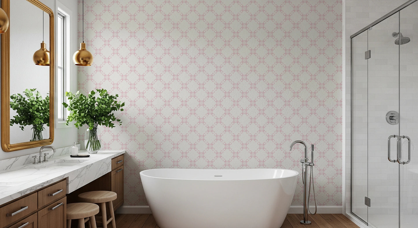 Pink Petal Lattice Wallpaper⁠